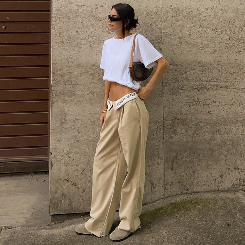 Autumn New Letter Print Long Paragraph With Hot Girls Straight Pants
