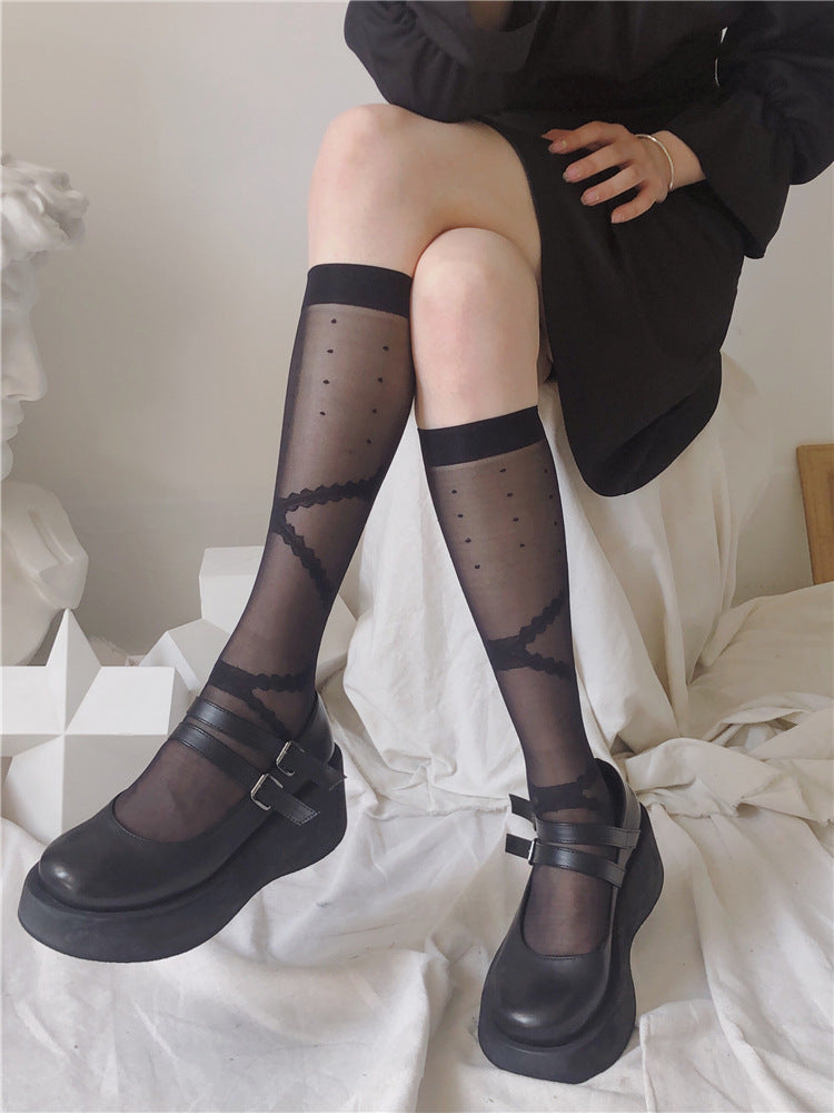 Bowknot Cross Stockings Thin And Cute