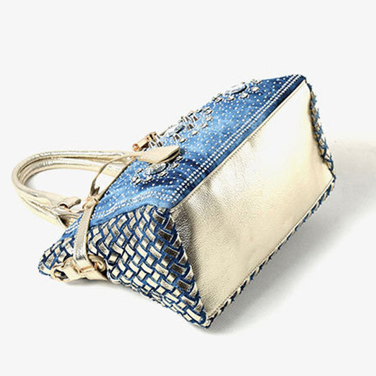 Ny Diamantbesat Denim Skuldertaske