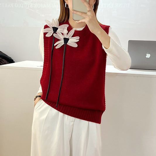 Women's Round-neck Loose Knitted Sweater Vest