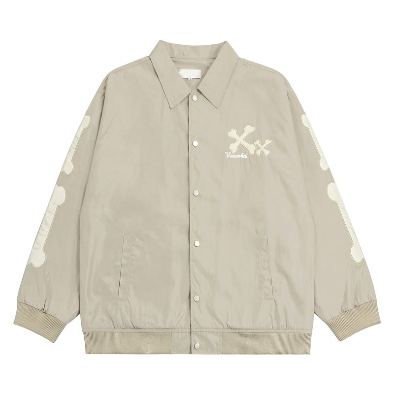 Skull Bone Embroidery Jacket Men's And Women's Coats