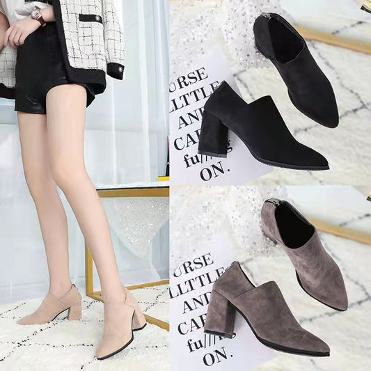 Women's Single Boots High Heels All Match Solid Color