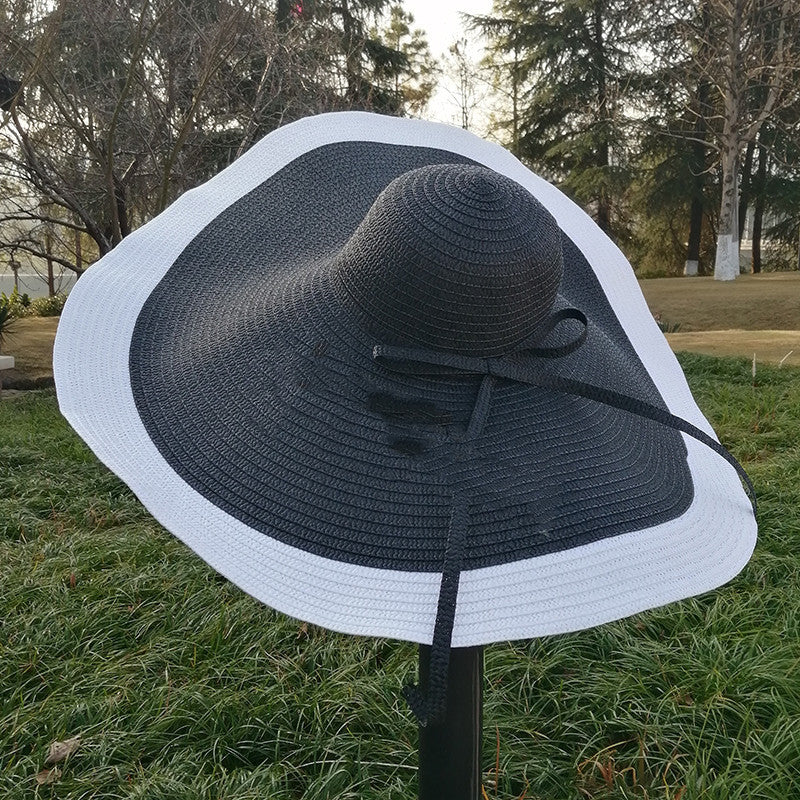 Stråhat med Stor Skygge, Foldbar, Solskærm 70 cm