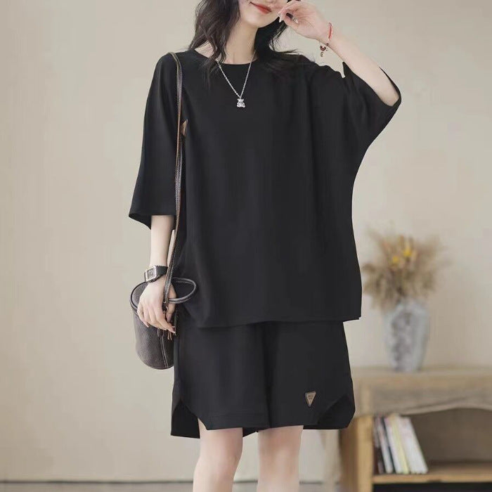 Loose-fitting Casual Top And Shorts Two-piece Set