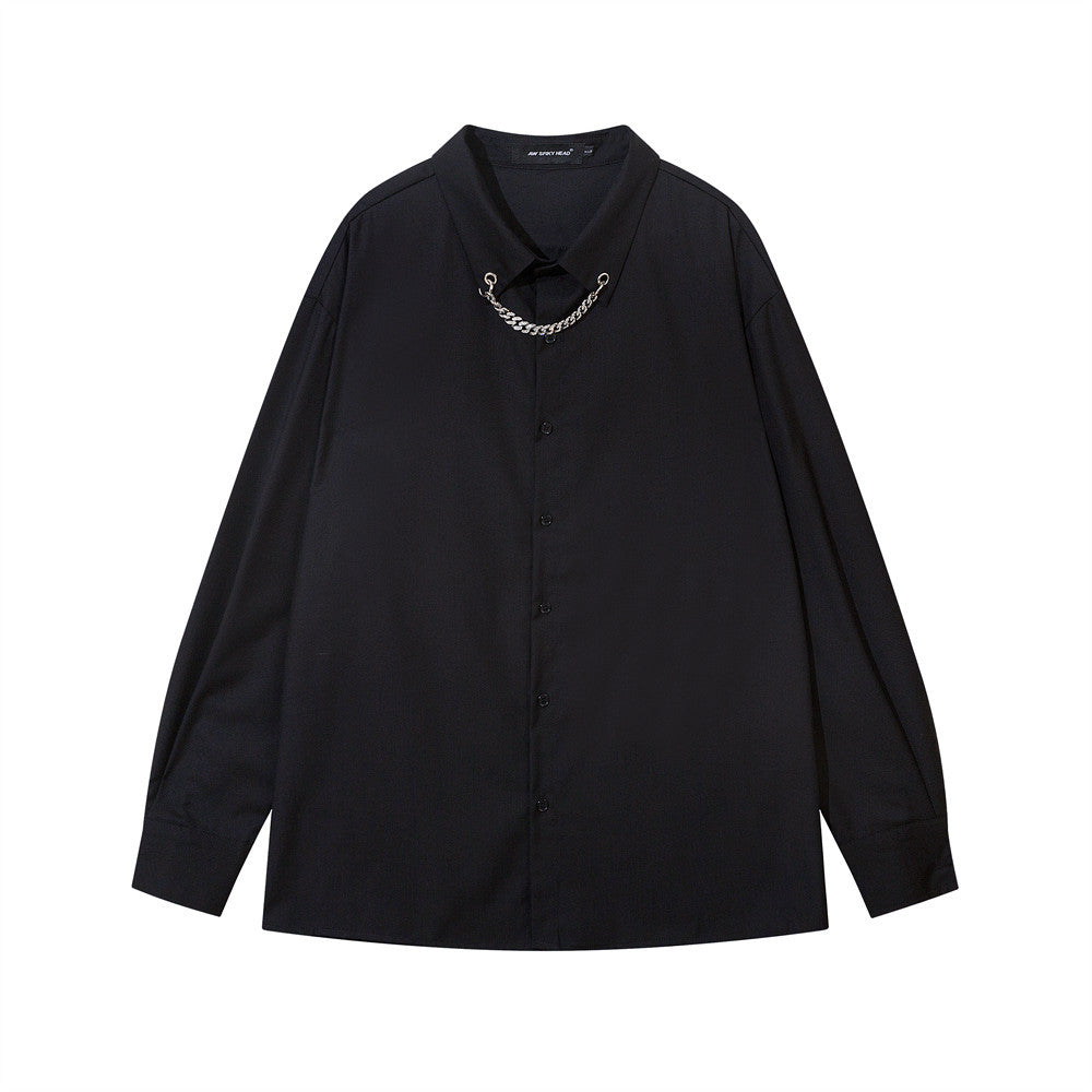 Casual Solid Color American Street Fashion Workwear Loose Lapels Shirt