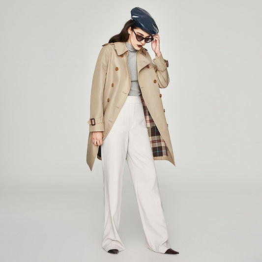 New Chameleon Women's Long Double Breasted Trench Coat