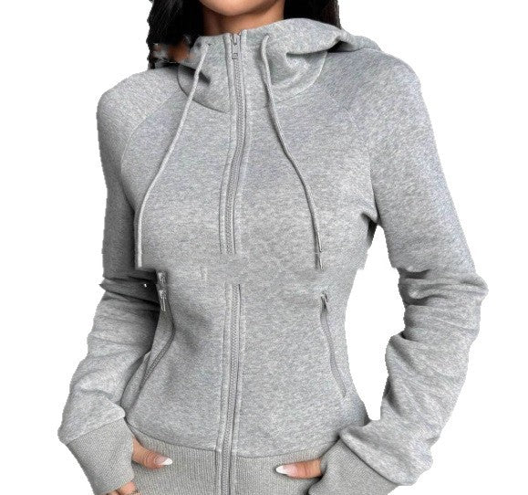 Slim-fit Slimming Cardigan Zip Hooded Jacket