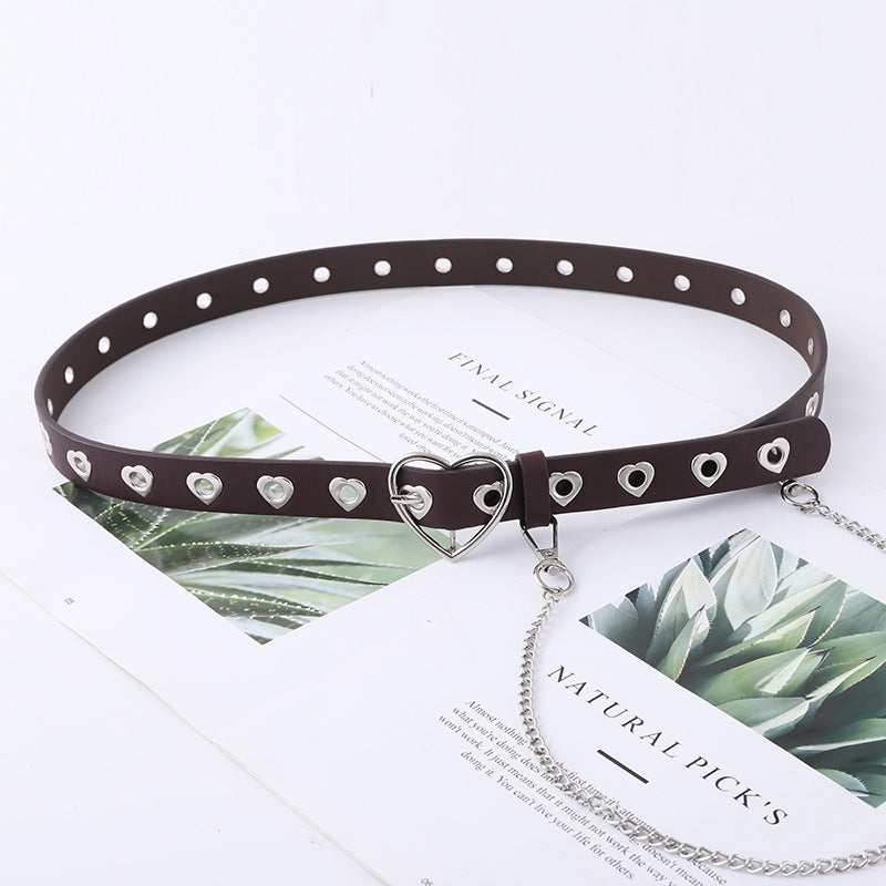 Punk Heart Eyelet Buckle Cutout Decoration Ladies Belt