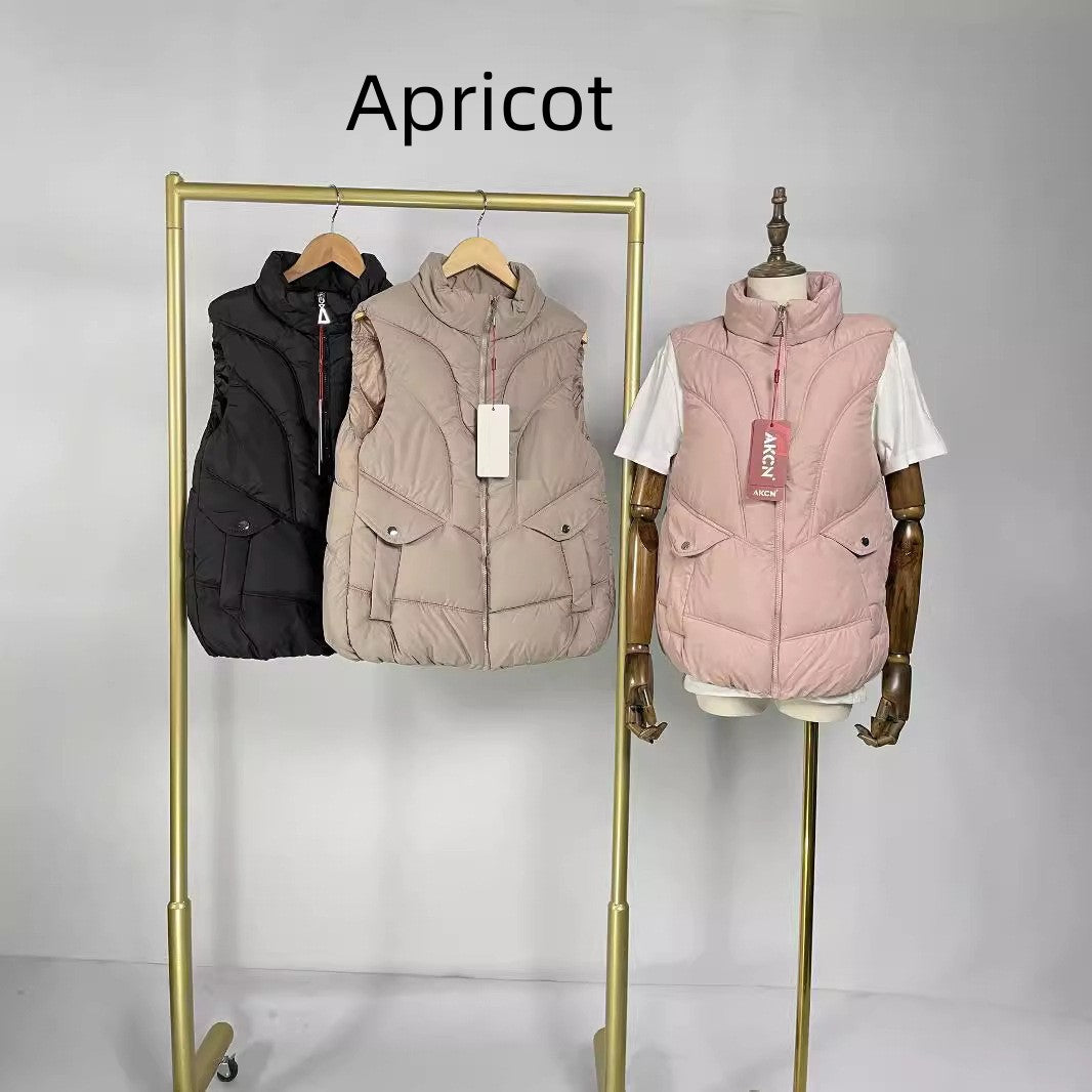 Pure Color Artistic Lightweight Down Cotton Top