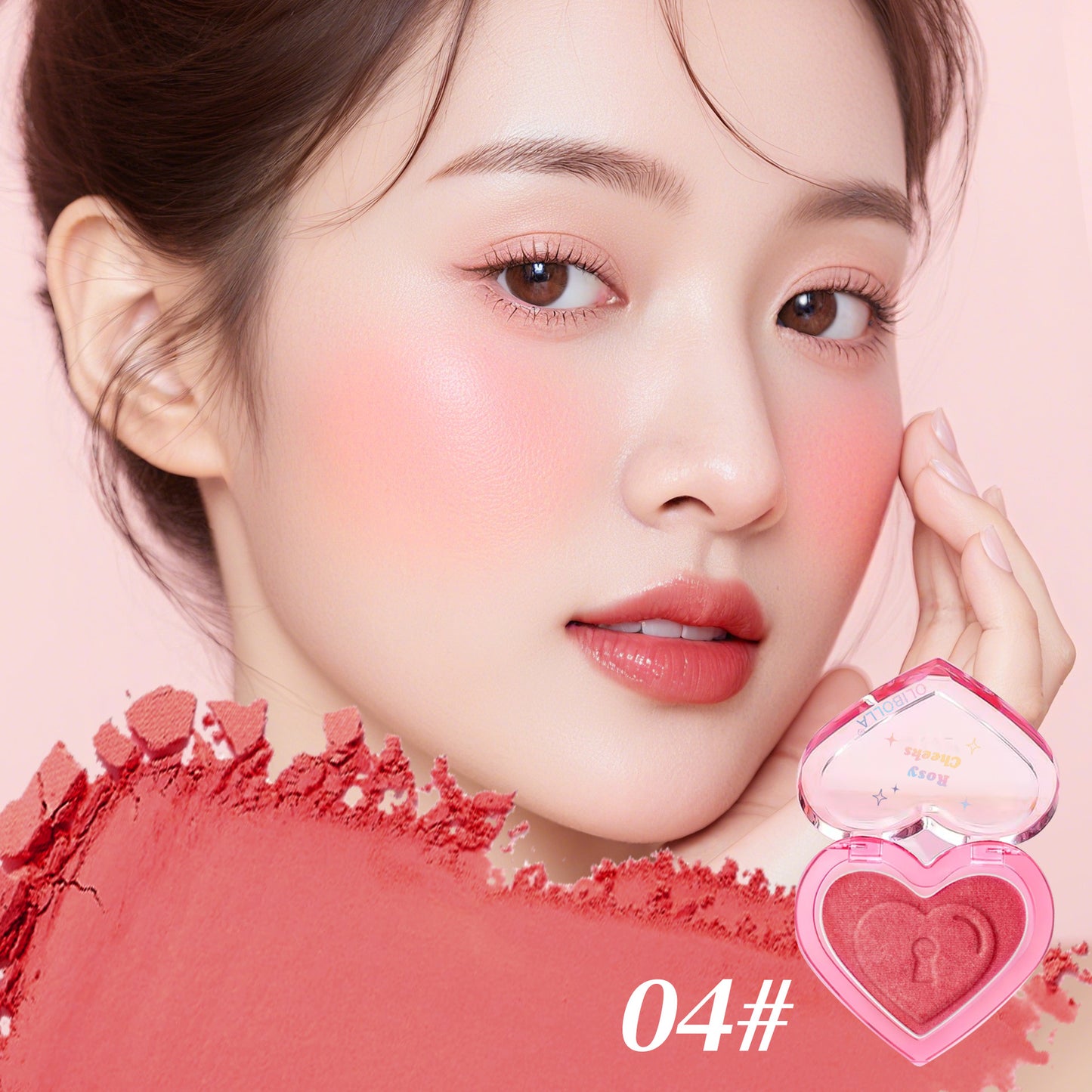 Peach Heart Blush Contour Compact Not Easy To Fly