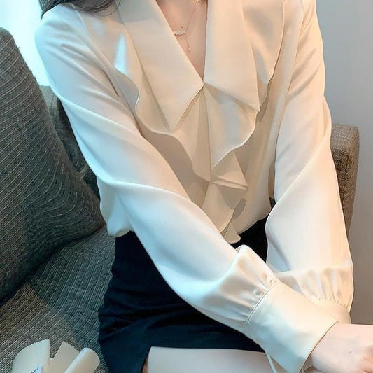 Ladies Chiffon Blouse Long Sleeve Base Shirt