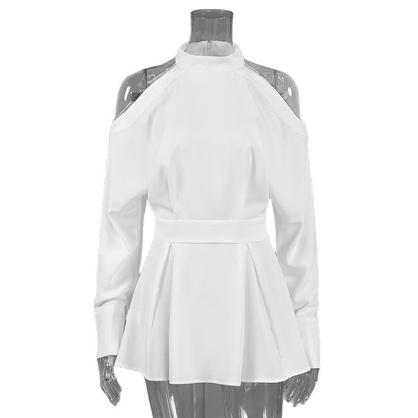 Elegant White Chiffon Halter Top For Commuting Womens Style