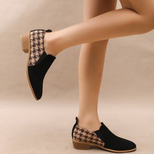 Retro Color-Block Slip-On Shoes For Women