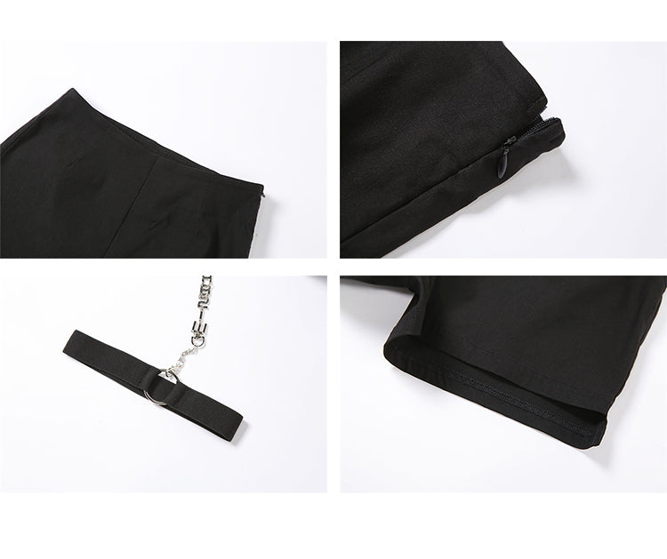 High Waist Black Shorts Women's All-match Leg Ring Design Slim Bottoming Hot Pants Summer