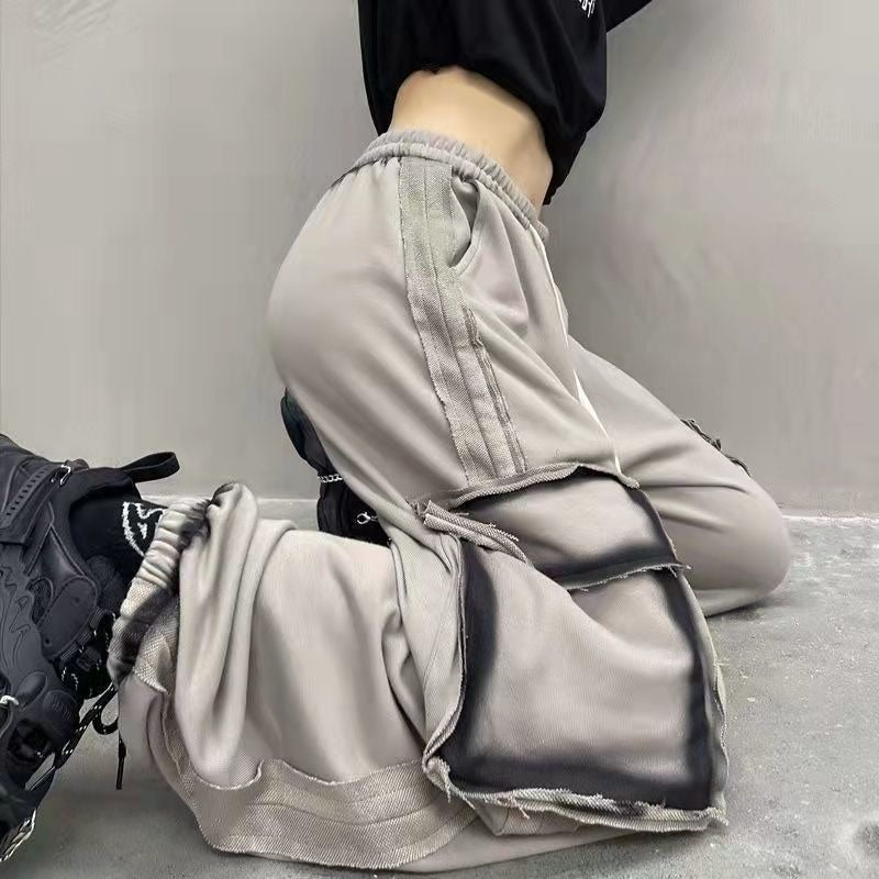 New Grey Sports Pants Fashion Loose Workwear Retro