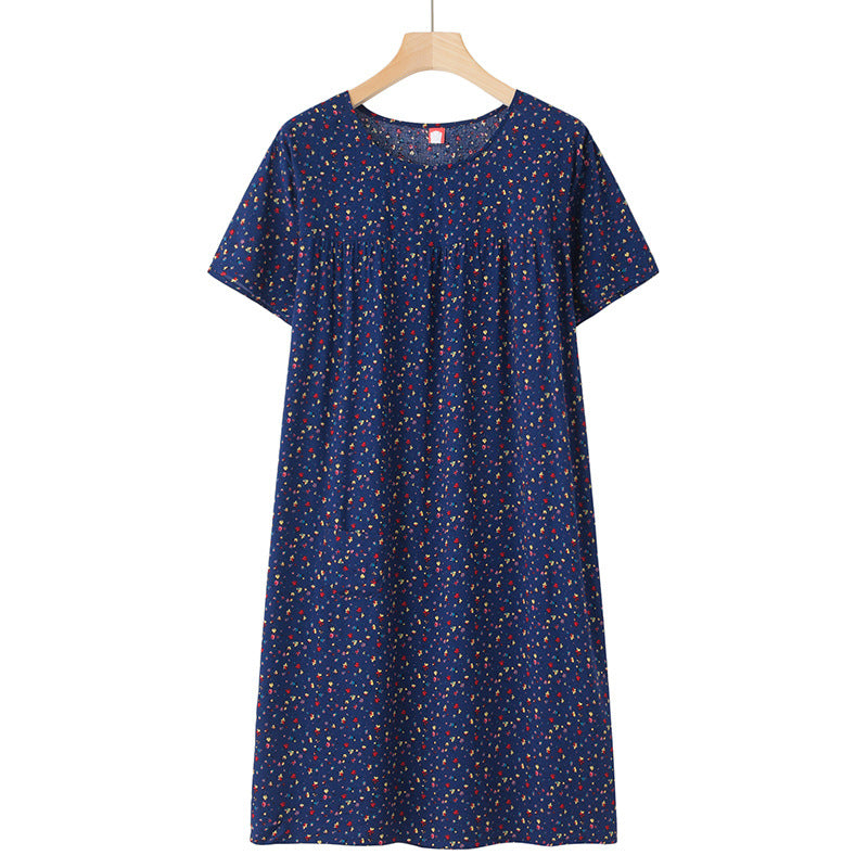 Women's Thin Loose Cotton Silk Short-Sleeve Dress