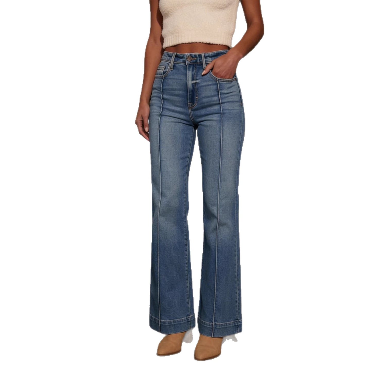 Nye bootcut-jeans til damer med medium talje