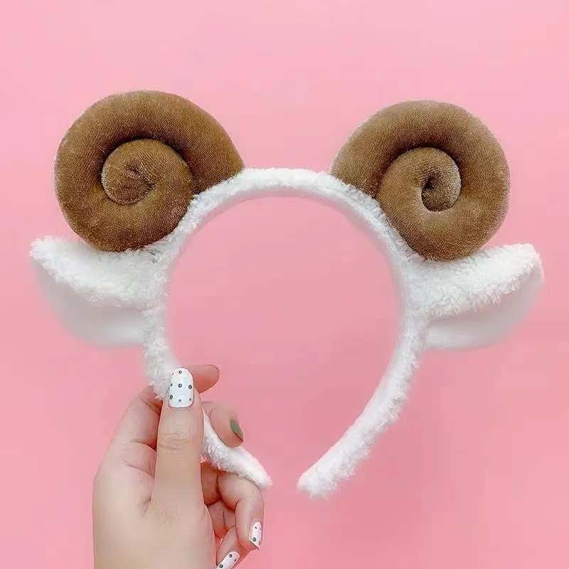 Hoop Cute Plush Sheep Horn Headdress Sweet Lady