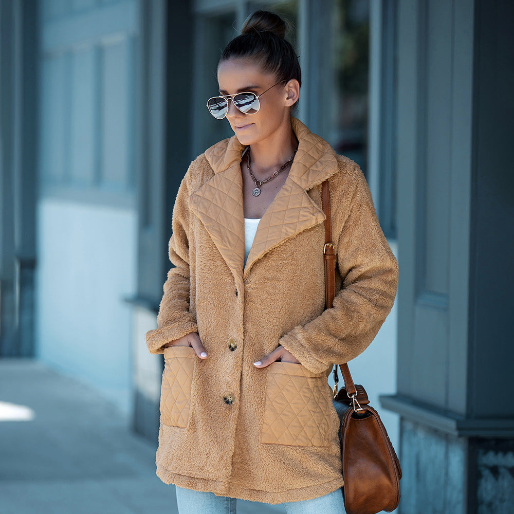 Thick Coat With Large Lapel All-match Mid-length