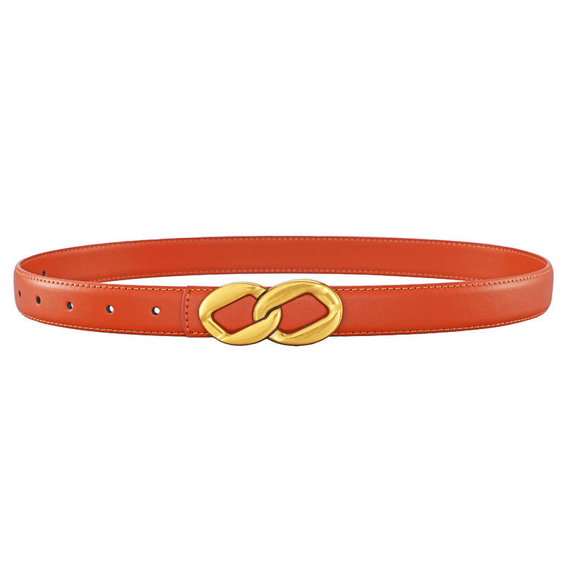 Women's Retro Smooth Buckle Cowhide Belt