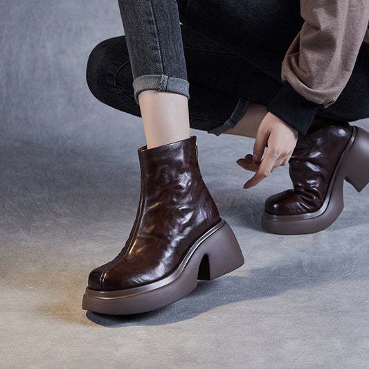Autumn And Winter New Thick Bottom Chunky Heel Women's Ankle Boots