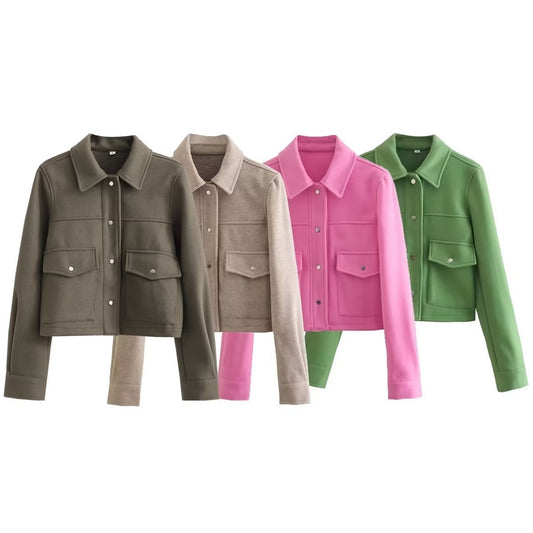 Women's Soft Woolen Shirt Woolen Coat Top