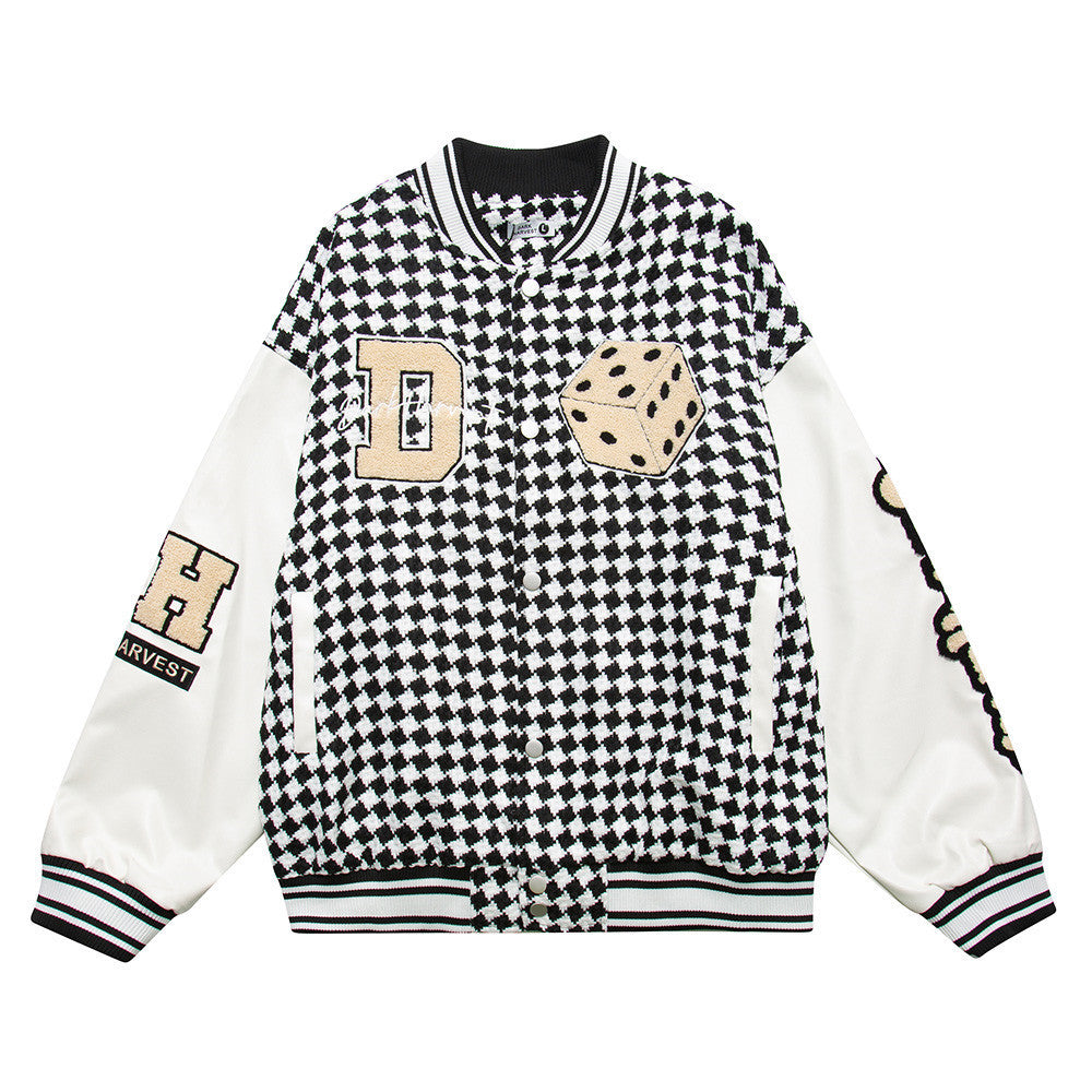 Baseballuniform til mænd med broderet terningemønster