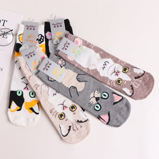 Straight Socks Animal Cute Female Cat Cotton Comfortable Tube Socks