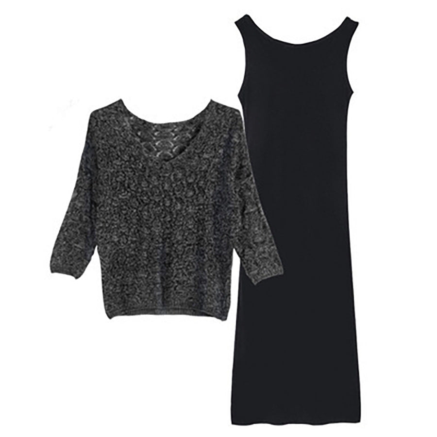 Women's Batwing Sleeve Knitwear Dress Suit