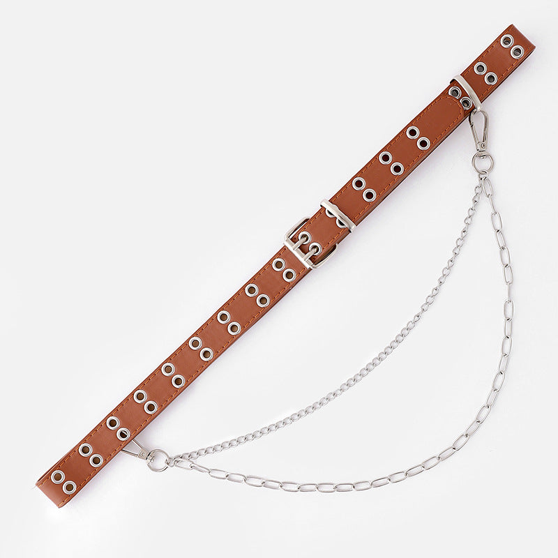 Jeans With Cutout Air Eye Punk Casual Belt