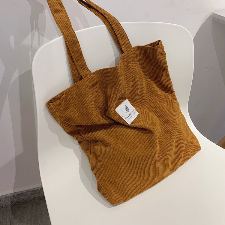 Leisure Shopping Corduroy One-shoulder Baita Student Handbag