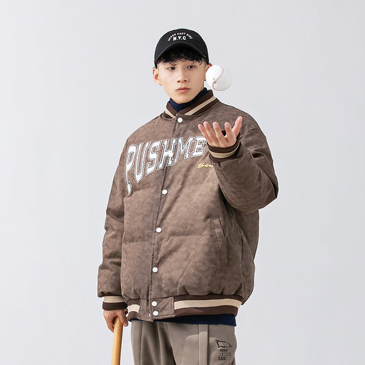 Herre Street Color Matching Baseball Vatteret Jakke