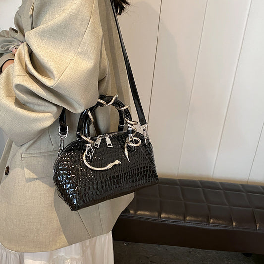 European And American Fashion Stone Pattern Personality Retro Easy Matching Portable Crossbody Shell Bag