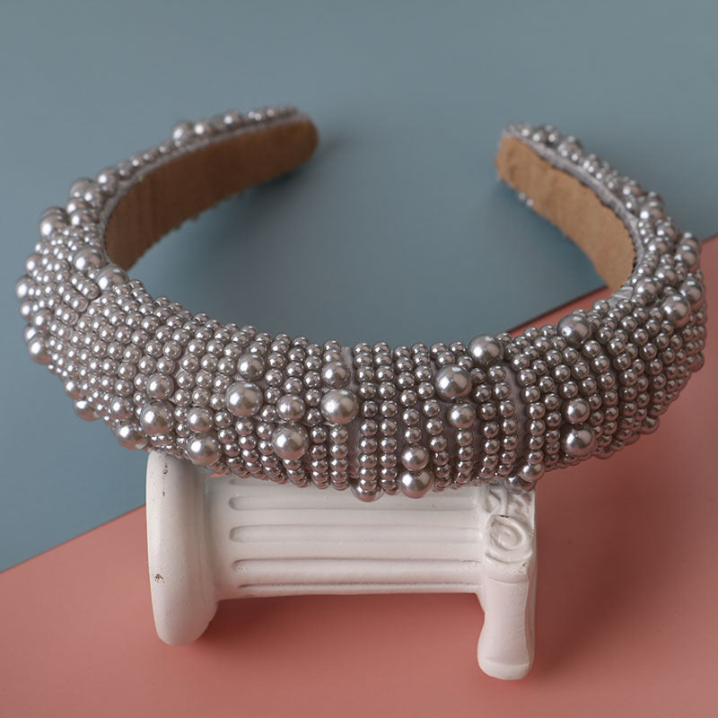 New Fashion Dinner Sponge Hand String Pearl Hairband