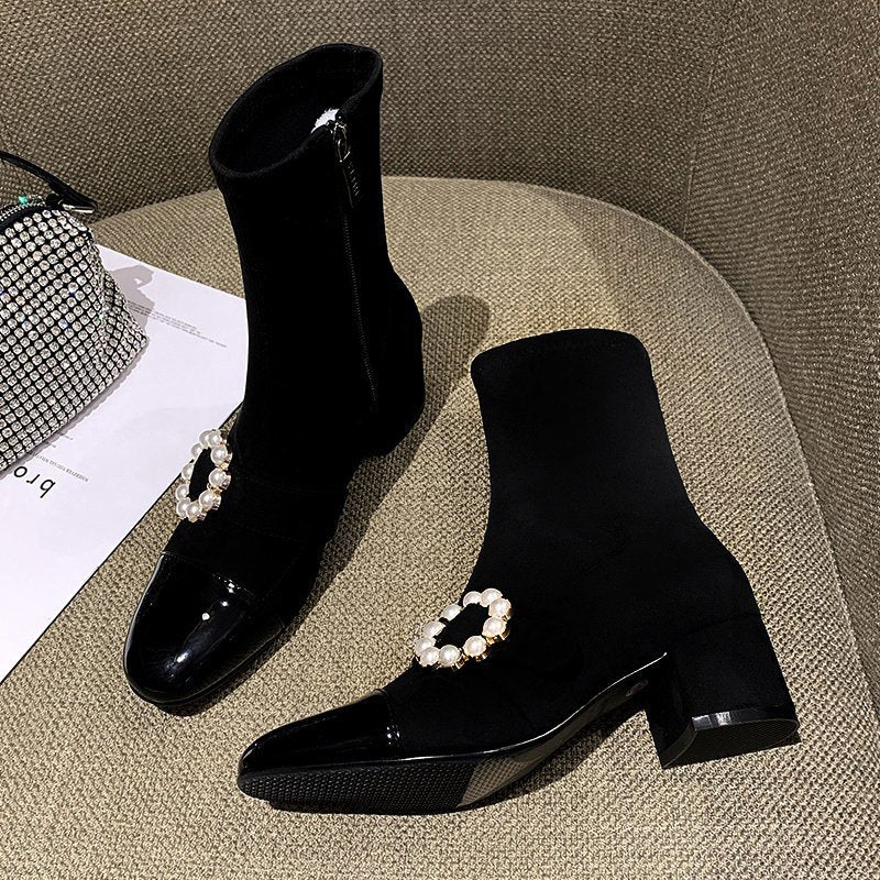 All-match Thin Women's Boots Thick Heels High Heels Autumn And Winter Boots