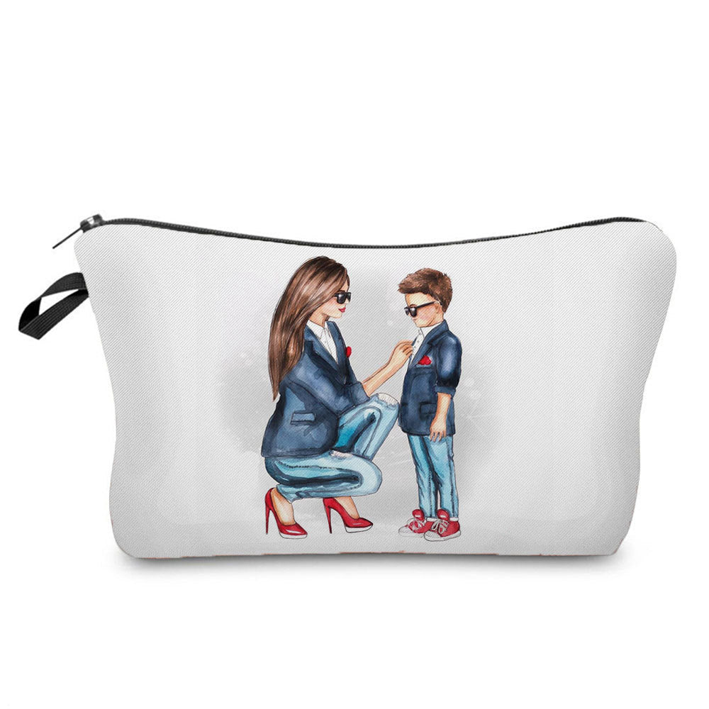 Mother And Daughter Printed Cosmetic Bag Storage And Portable
