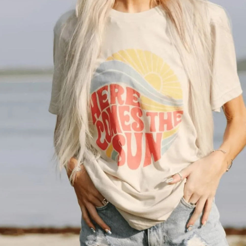 Round-neck Printed European-size Versatile Casual Style
