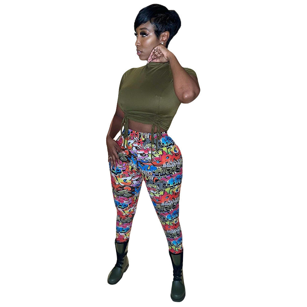 Casual Milk Silk Mønstrede Leggings