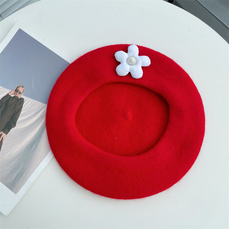 Ladies Fashion Sweet Patch Floral Beret