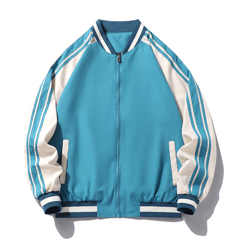 Striped Baseball Collar Autumn And Winter New Men