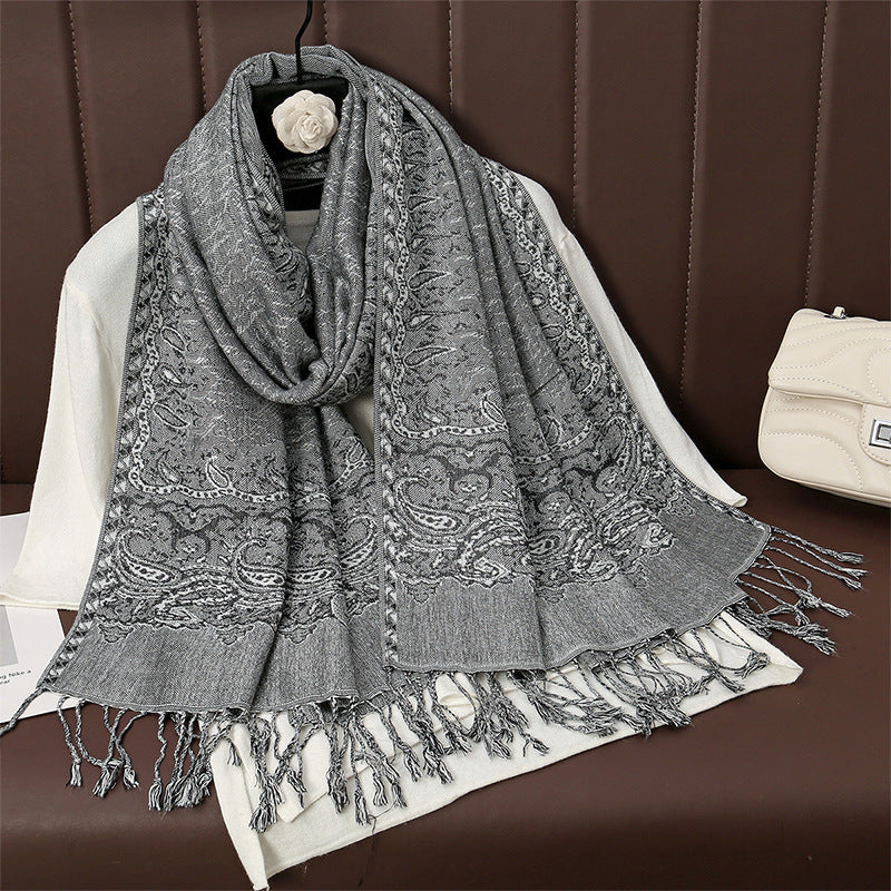 Womens AutumnWinter Faux Cashmere Shawl Cozy Wrap Scarf For Warmth