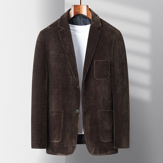 Men's Button-Front Slim-Fit Fashion Corduroy Blazer