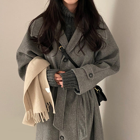 Temperament Long Woolen Coat