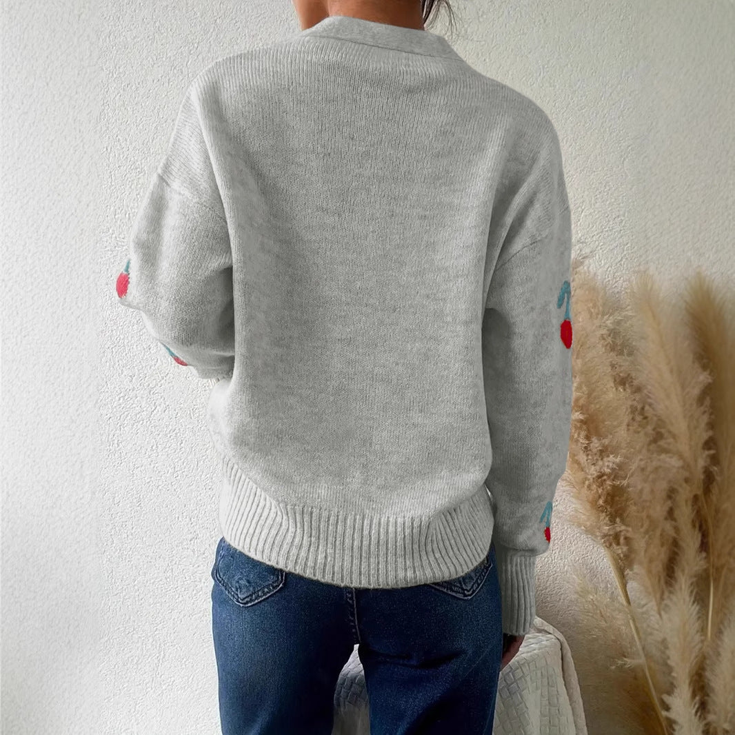 Loose Design Button Details Sweet Sweater Women