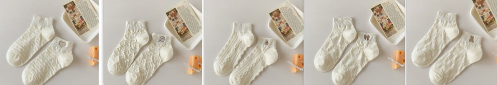 Japanese Cute Ins Trendy White Low-top Socks