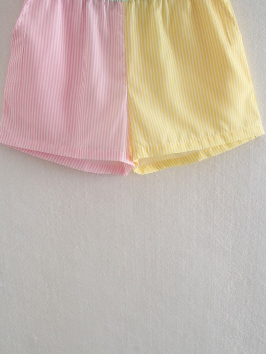 Colorblock High-waist Striped Elastic High-waist Slacks