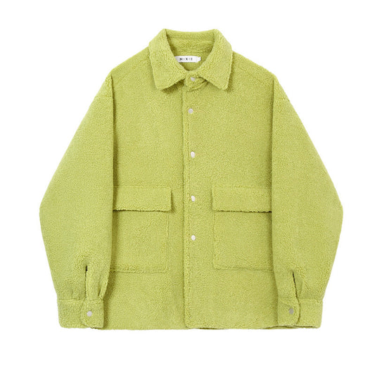Avocado Green Lamb Faux Sweater Coat