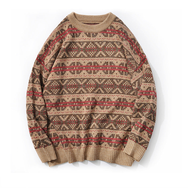 Autumn And Winter New Geometric Pattern Trend Loose Knitted Sweater