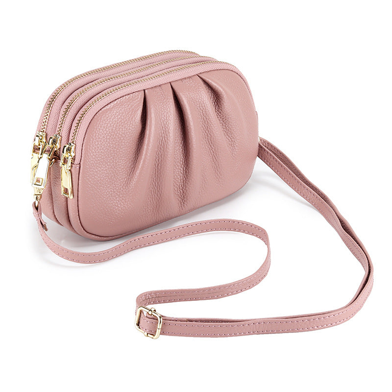Versatile Pleated Bag With Soft Leather And Large Capacity