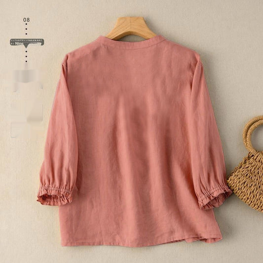 Half Sleeve Artistic Retro Women's Summer New Loose Women's Shirt